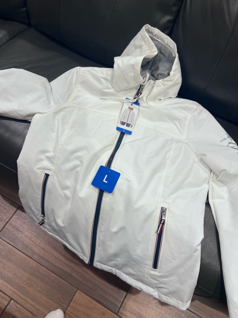 Tommy Hilfiger White Puffer Jacket with Hood